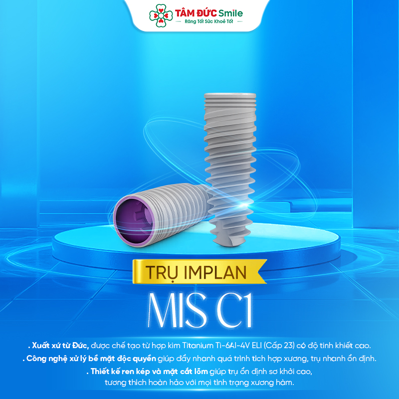 Trụ Implant MIS C1 – Giải pháp phục hình răng Abc8c1 com khuyến mãi hấp dẫn, ổn định lâu dài cho người mất răng